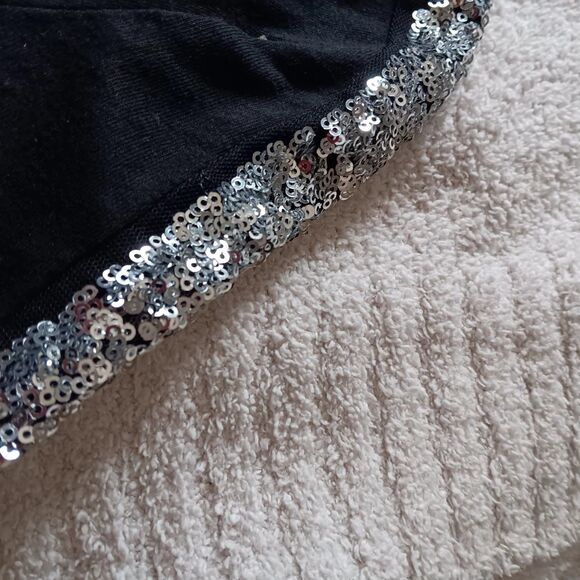 Victoria Secret Pink SZ XS. Black W/Silver Dogs & Logo. Sequin Accents - Picture 9 of 11